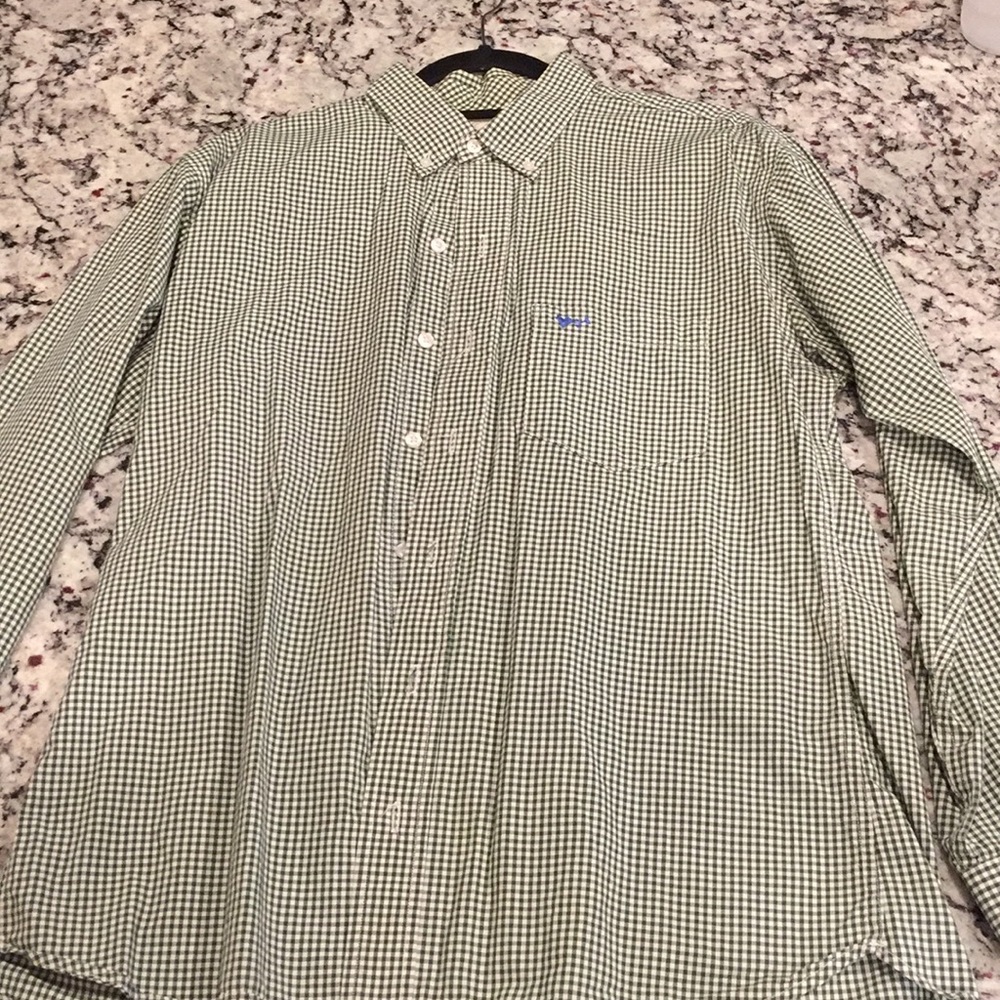 Green and white men’s button down